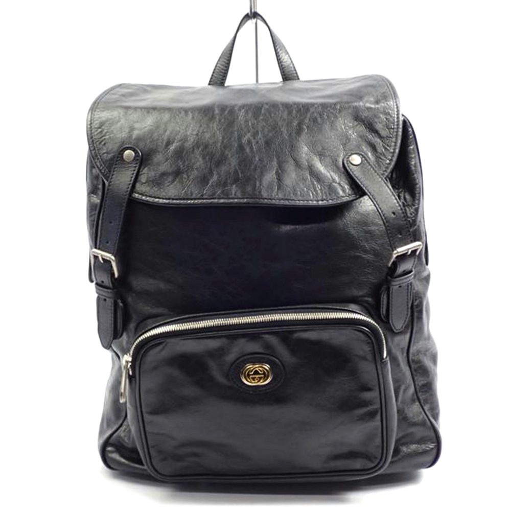 Gucci Black Leather Medium Backpack Black - image 1